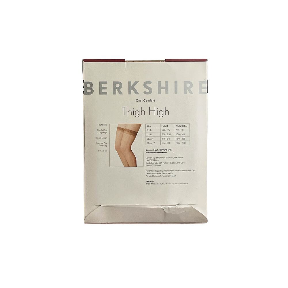 NOS Berkshire Nude Sheer Leg Comfort Top Vintage Thigh High Stockings Size CD - Picture 2 of 3